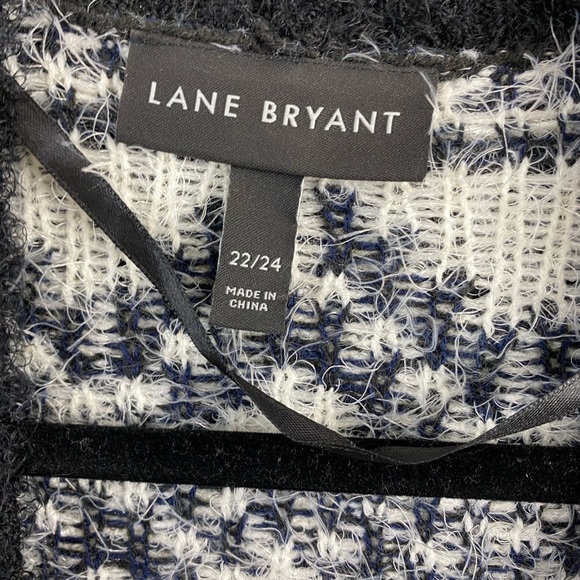 Lane Bryant Knit Open front Sweater Cardigan Blue black Aztec Boho Plus 22/ 24 - Picture 3 of 10